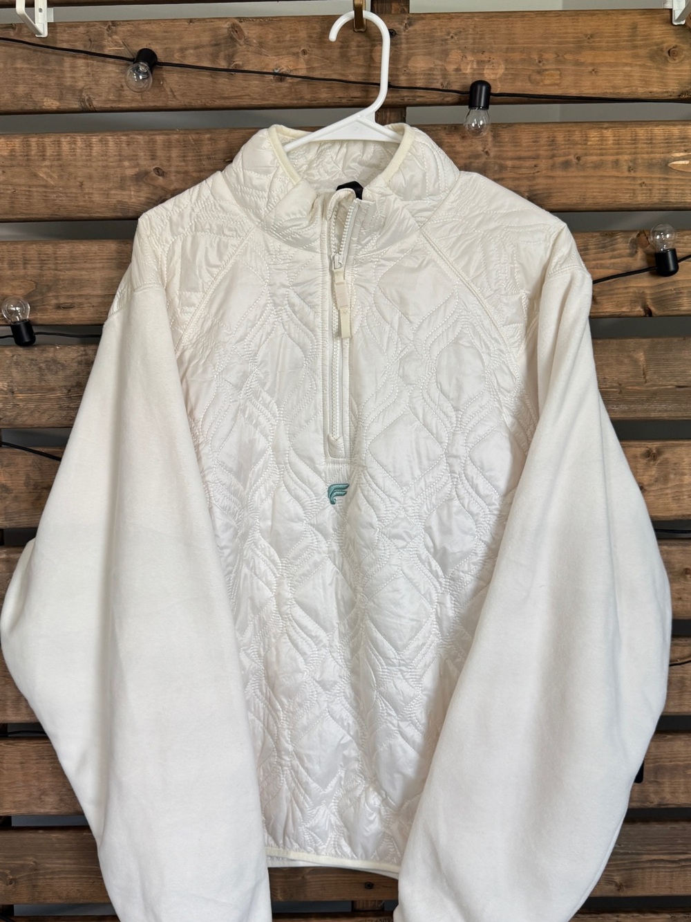Fabletics The Loft Jacket White Quilted 1/2 Zip XXL NWT